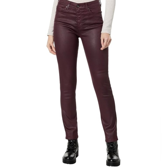 Joe's Charlie Jeans High-Rise Skinny Ankle Coated Siren Wine Merlot 30 MSRP $198 - Picture 1 of 7